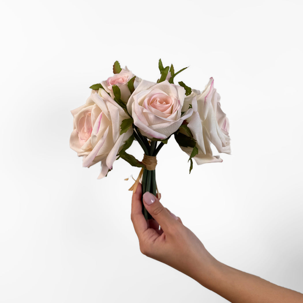 KOART| Rosetta Ροζ Τεχνητό μπουκέτο με τριαντάφυλλα Real Touch 21 εκ. 6 τμχ.
