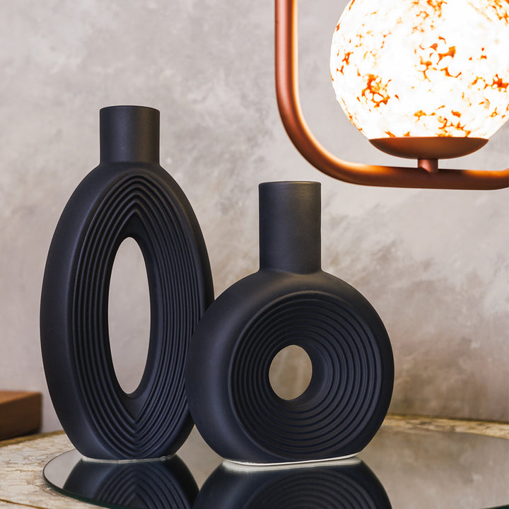 KOART | Zoe Μαύρο Κεραμικό Κυκλικό Βάζο 16X5X21.5CM