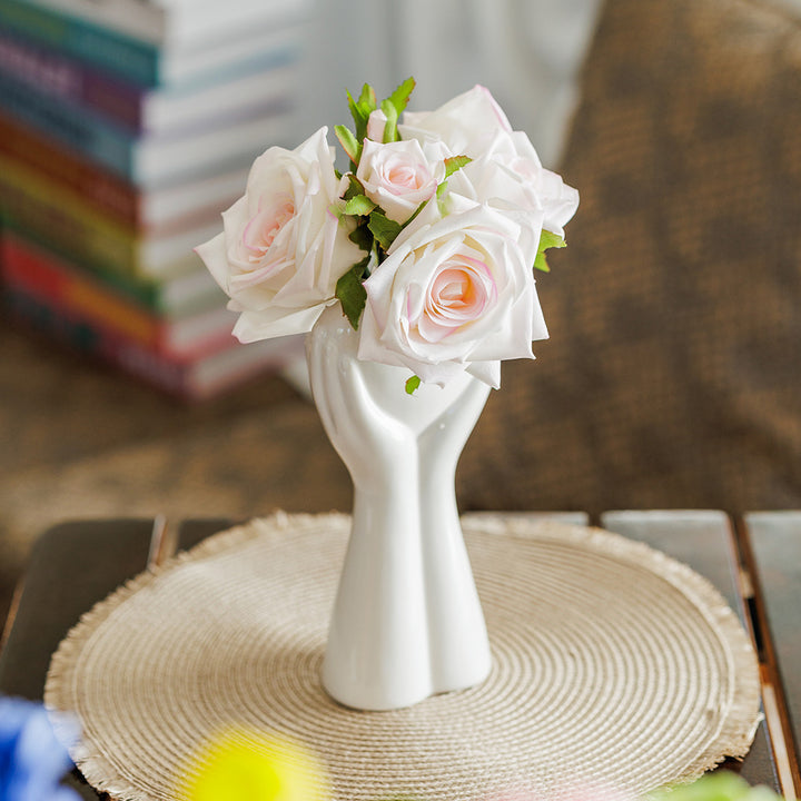 KOART| Rosetta Ροζ Τεχνητό μπουκέτο με τριαντάφυλλα Real Touch 21 εκ. 6 τμχ.